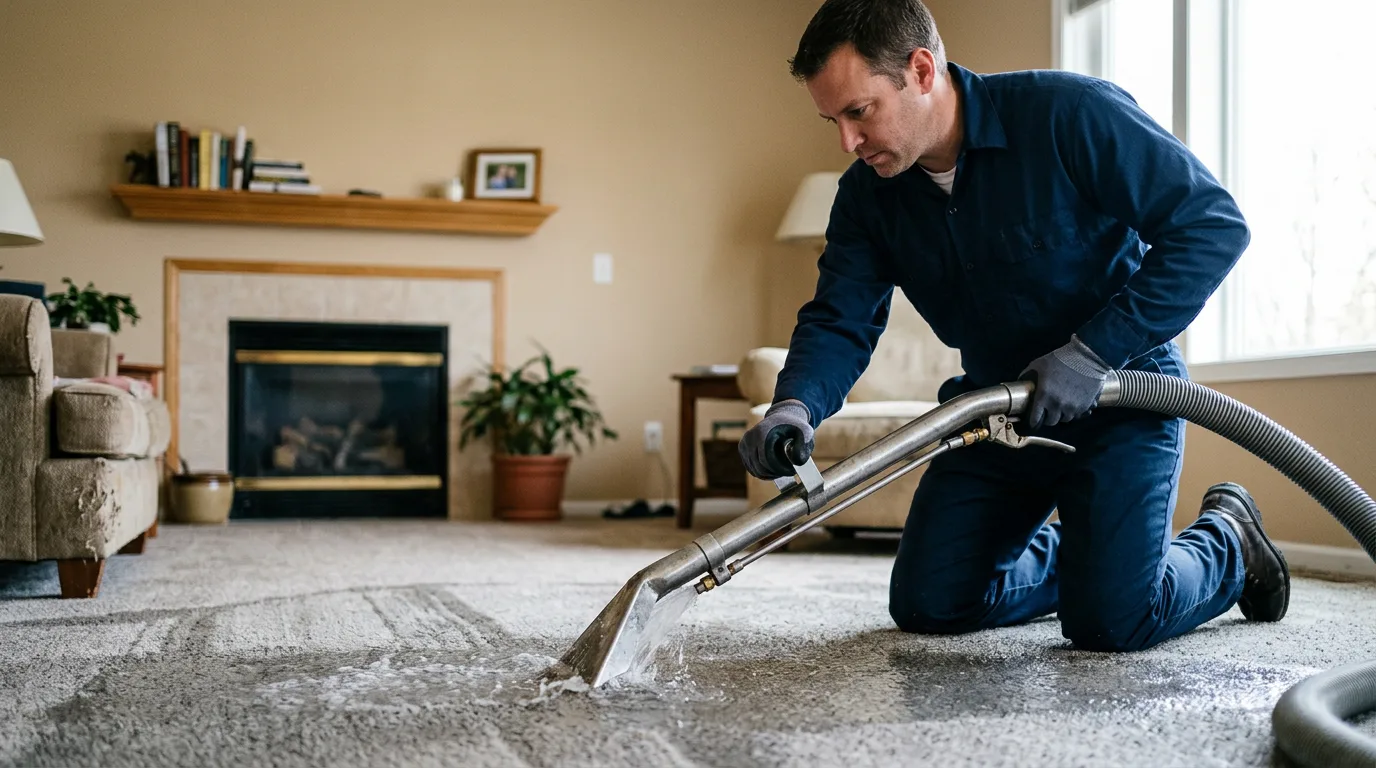 Water damage restoration technician working near East Amherst, NY